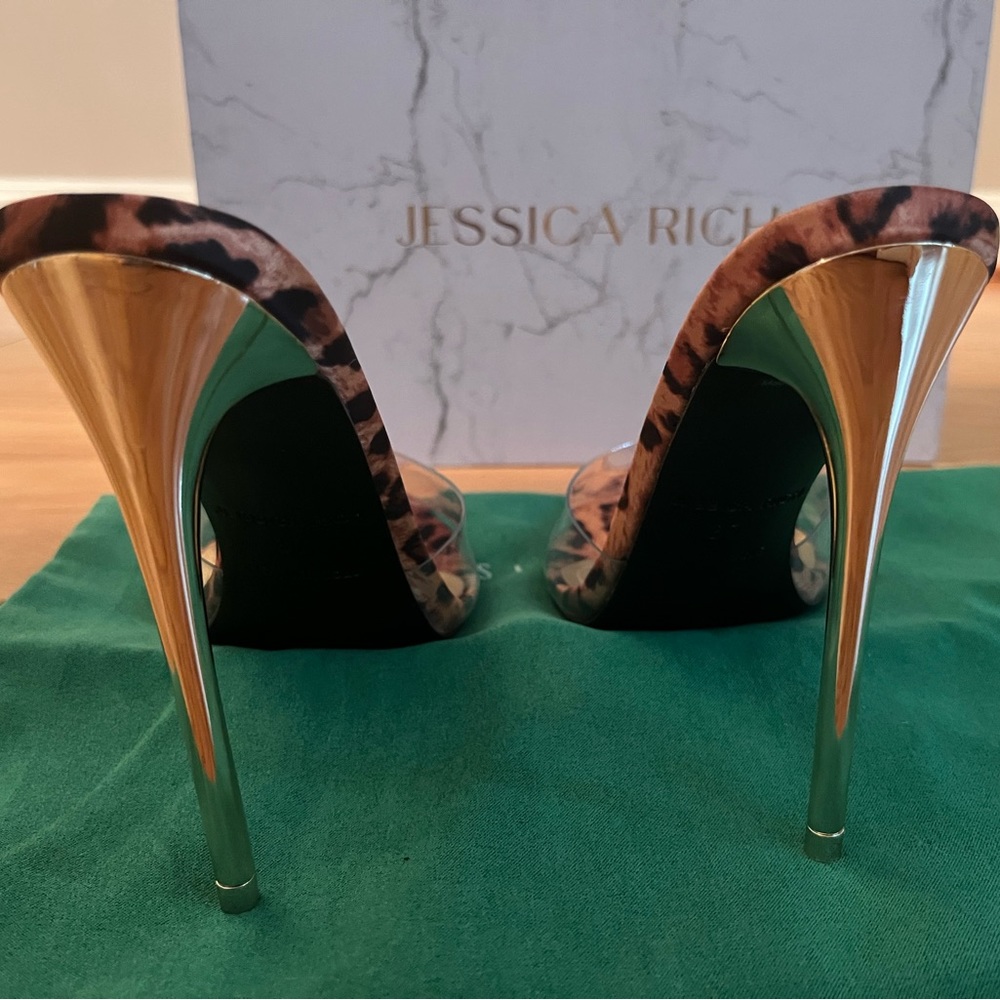 leopard print heeled  mules - Picture 3 of 4